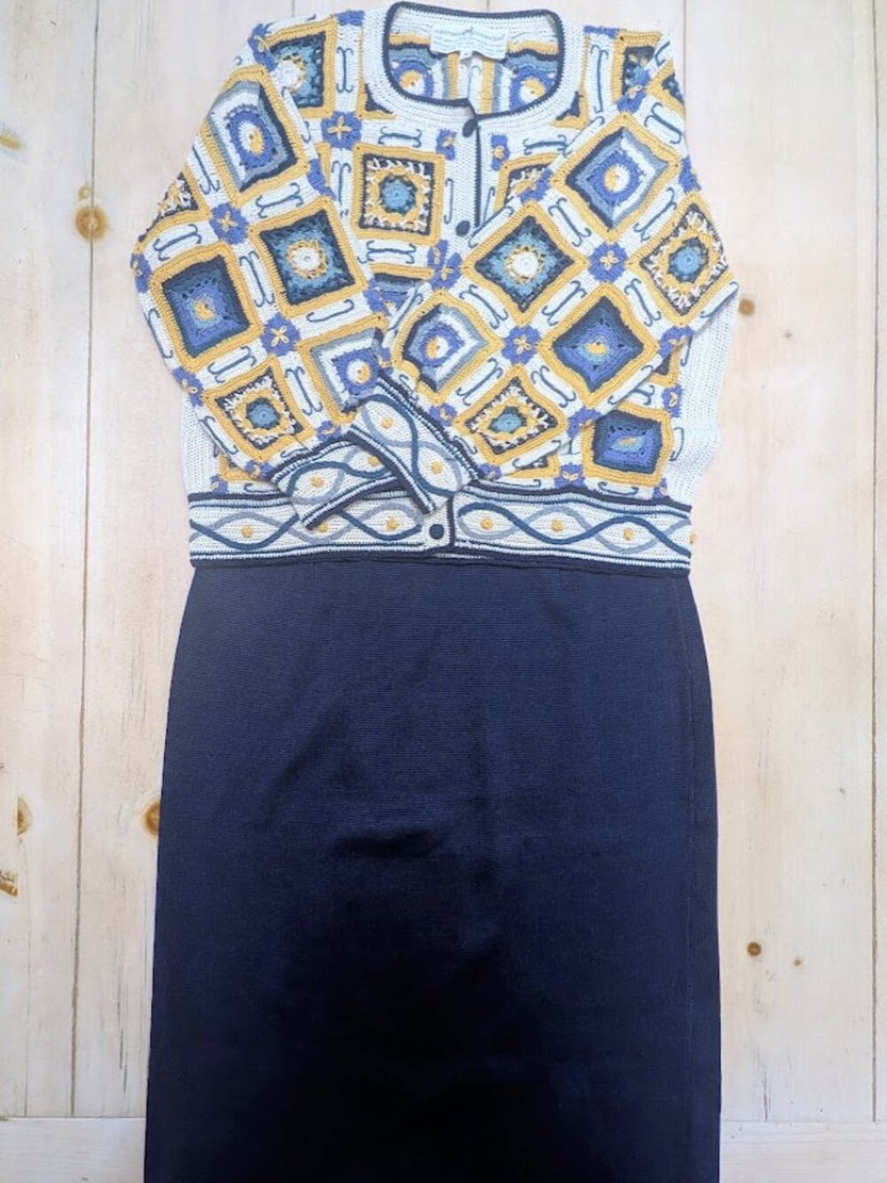 The Peruvian Connection Handmade Peru Pima Cotton Cardigan & Skirt Set Medium